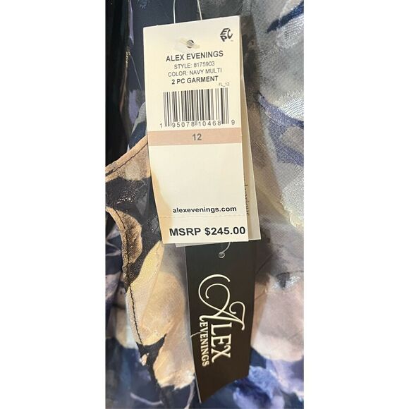 Alex Evenings Women's Sleeveless Printed Chiffon Dress with Shawl - Picture 7 of 8